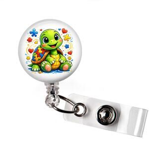Badge Reel Turtle Autism Awareness Retractable ID Name Holder